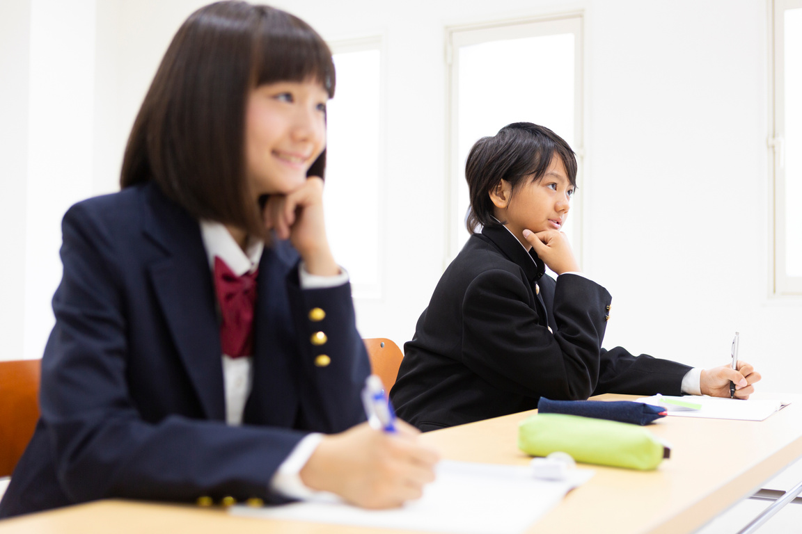 Junior high school students studying at cram school